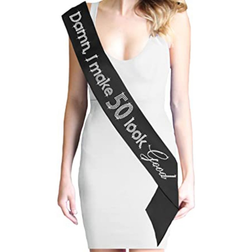 50th Birthday Sash - Black - EUC